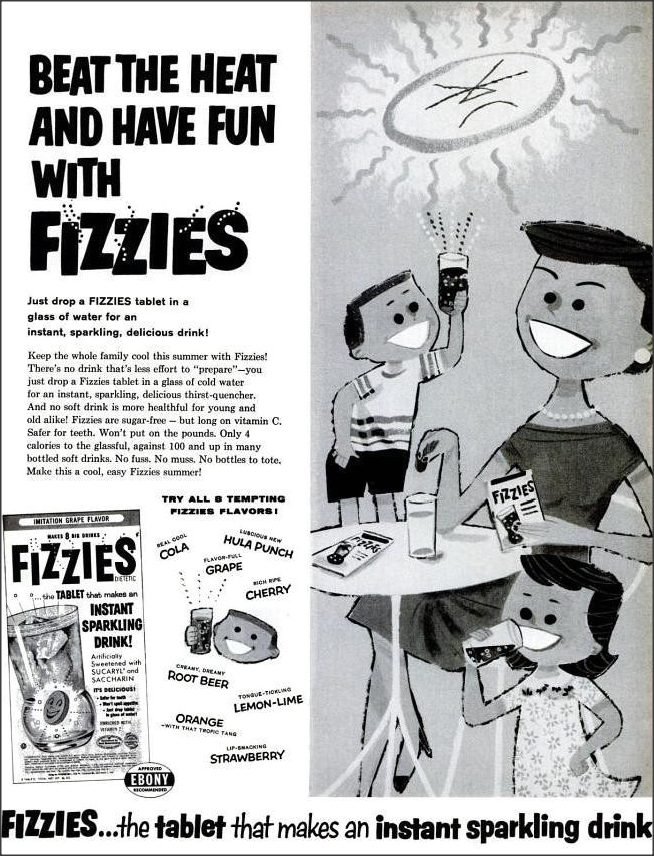A 1960s package of Fizzies instant drink tablets